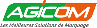 Logo vert et orange de l'entreprise de marquage industriel Agicom