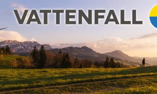 Vattenfall sur fond de parc éolien